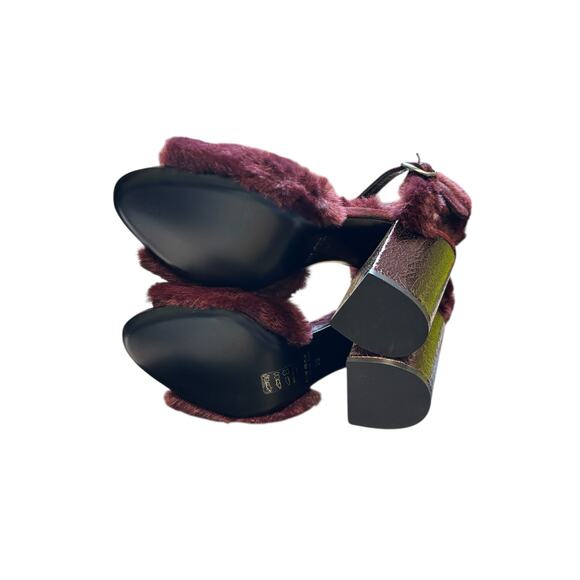 Kenneth Cole Melanie High Heel Sandals Sz 8 Brown Fluffy Open Toe Made in Italy - Picture 7 of 8